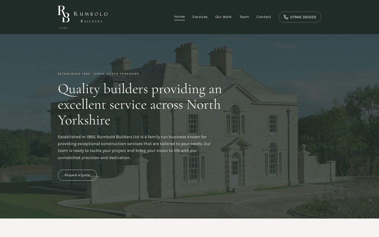 Homepage of the Rumbold Builders website built by SnapSiteUK